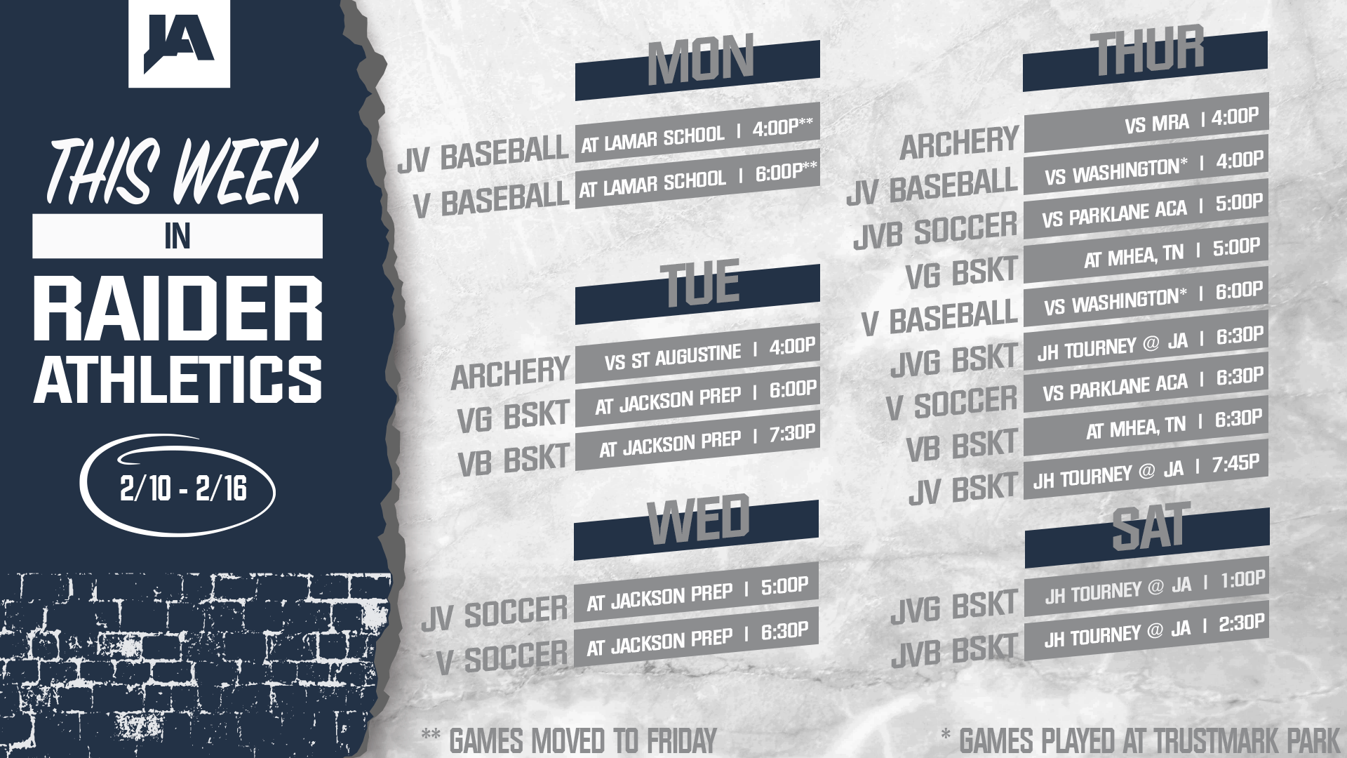 This Week in JA Athletics