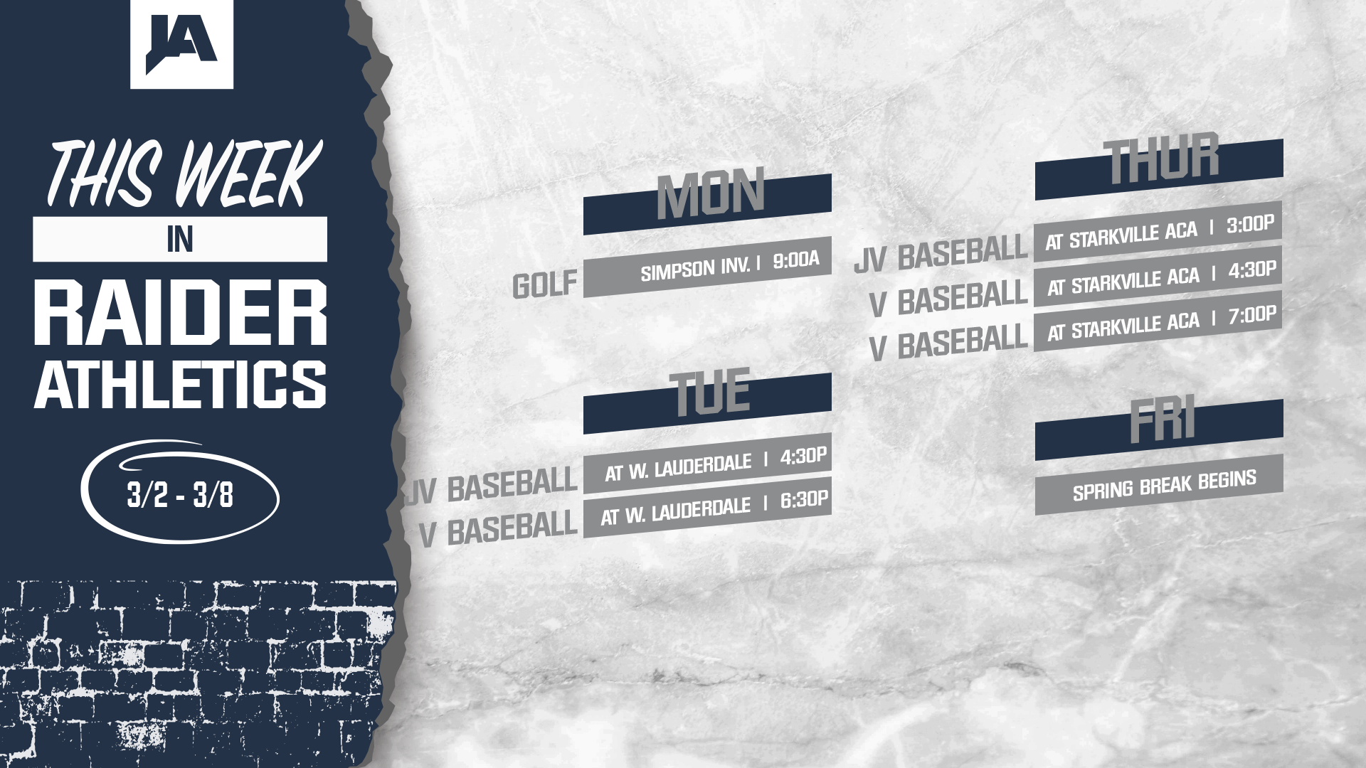 This Week in JA Athletics